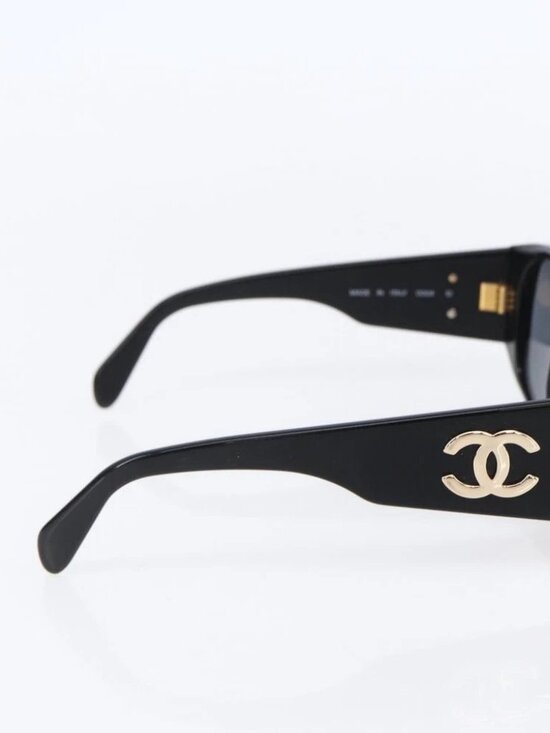 CHANEL COCO Mark Sunglasses plastic Black CC Auth 151144 main image 8